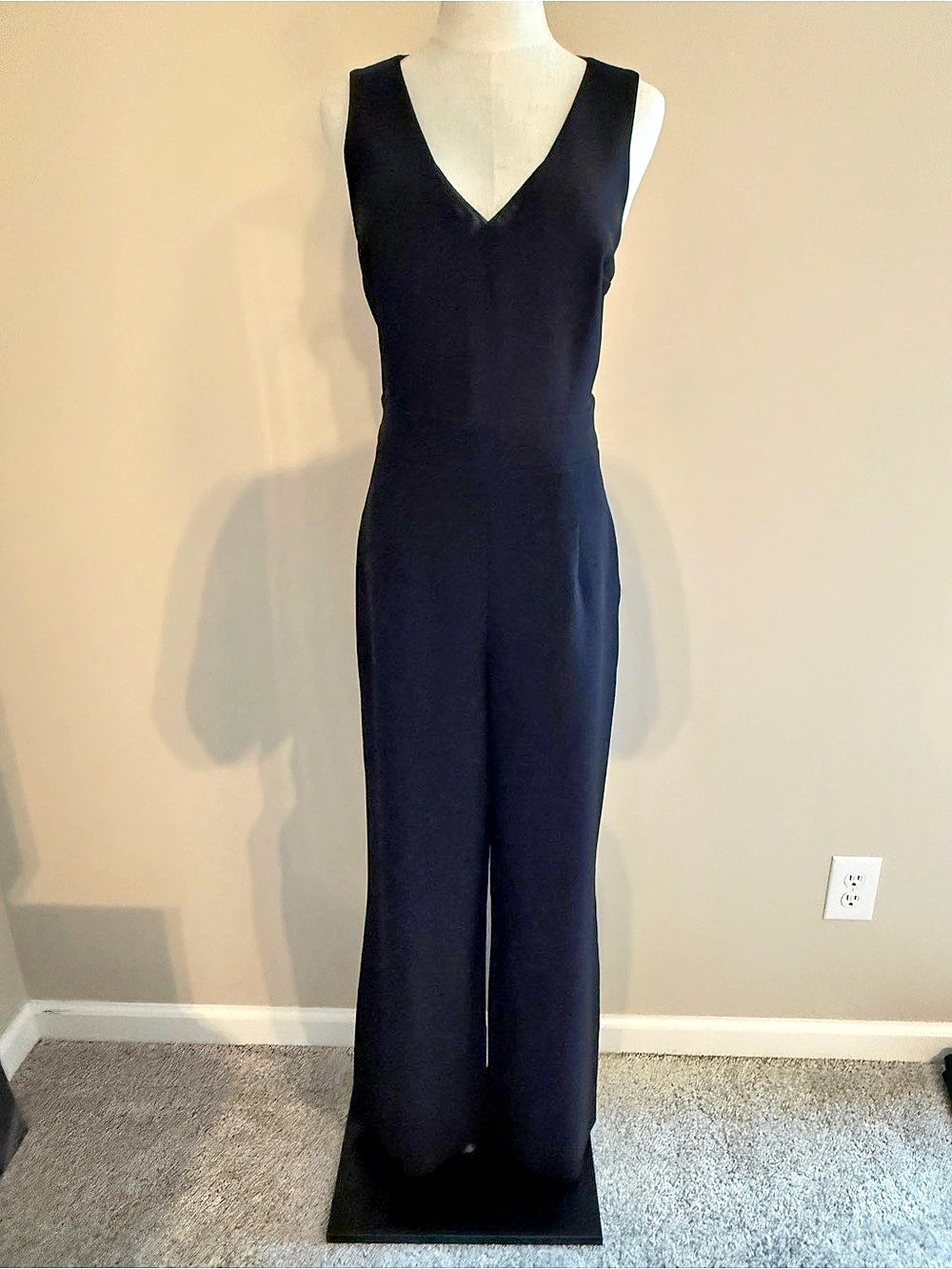 Express V-Neck Wide-Leg Jumpsuit in Black